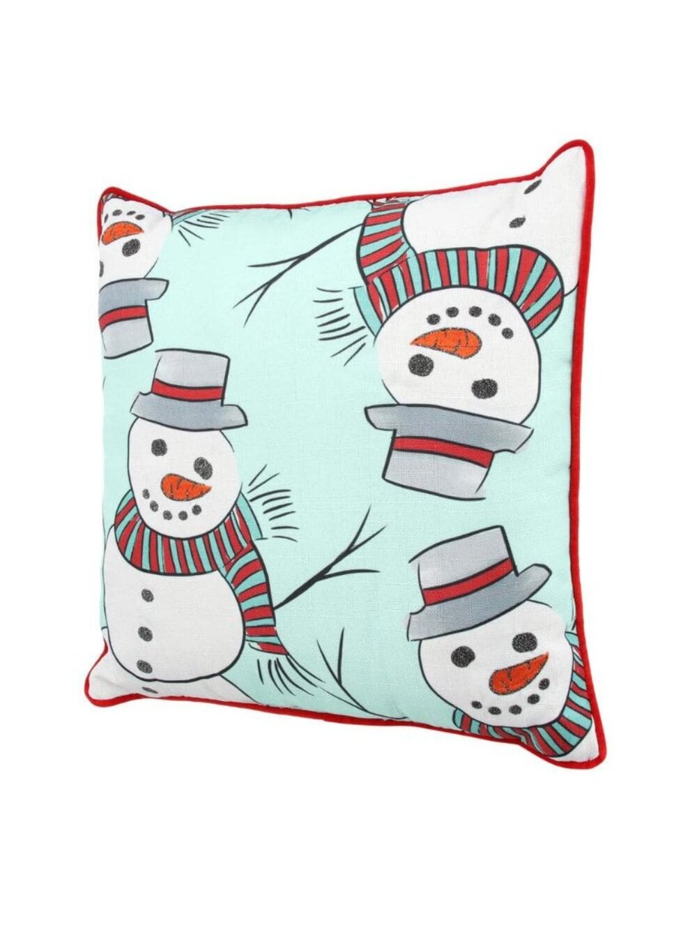 Christmas Holiday Snowman 18" Throw Pillow Cushion Home Accents Red Snow Winter - Picture 7 of 9